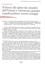 Diritto Salute assistenza sanitaria transfrontaliera Alessandro Nato Pubblicazioni SSIP Seminario