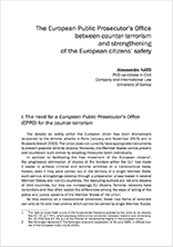 The European Public Prosecutor s Of ce between counter terrorism and strengthening of the European citizens safety Pubblicazioni SSIP Seminario